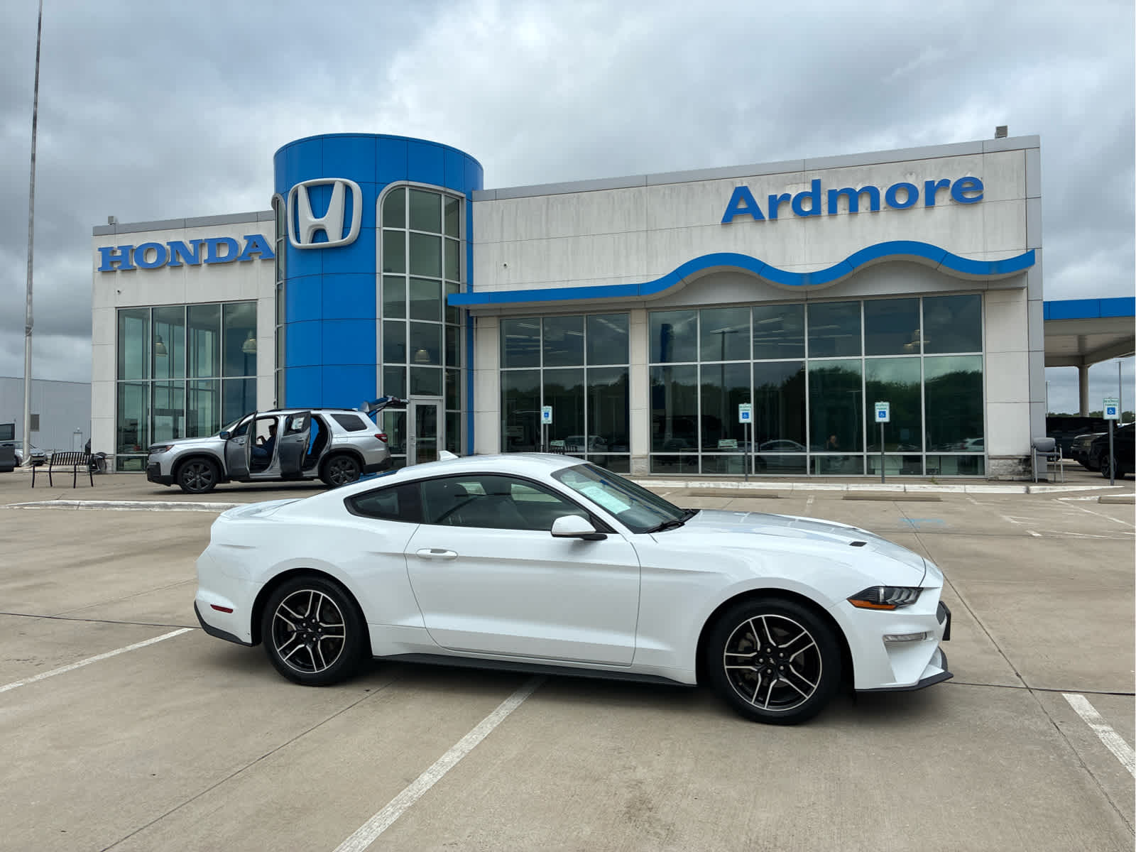 2022 Ford Mustang EcoBoost Premium in Oxford White — front three-quarter view
